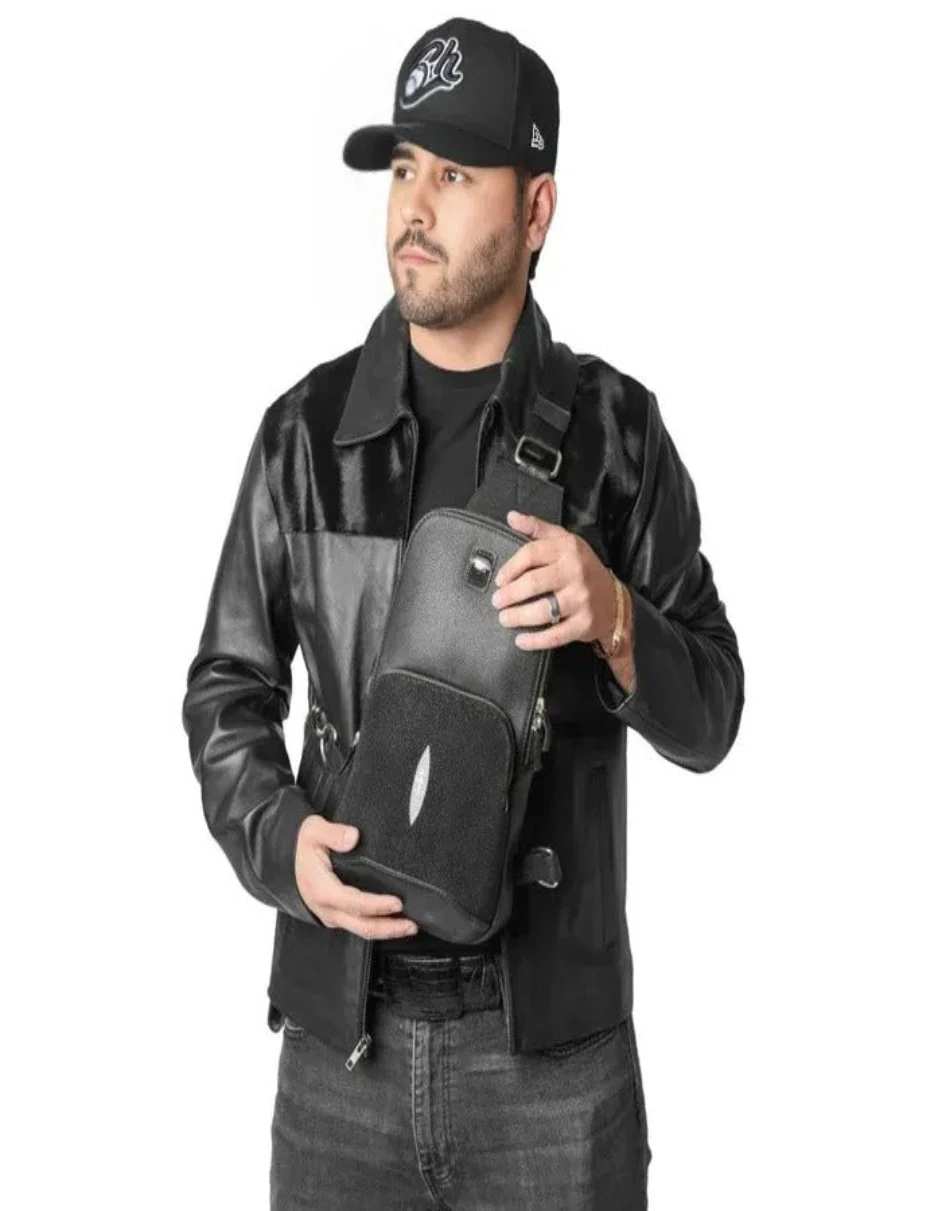 Fine Leather Natural Fur Black Jacket - Image 2