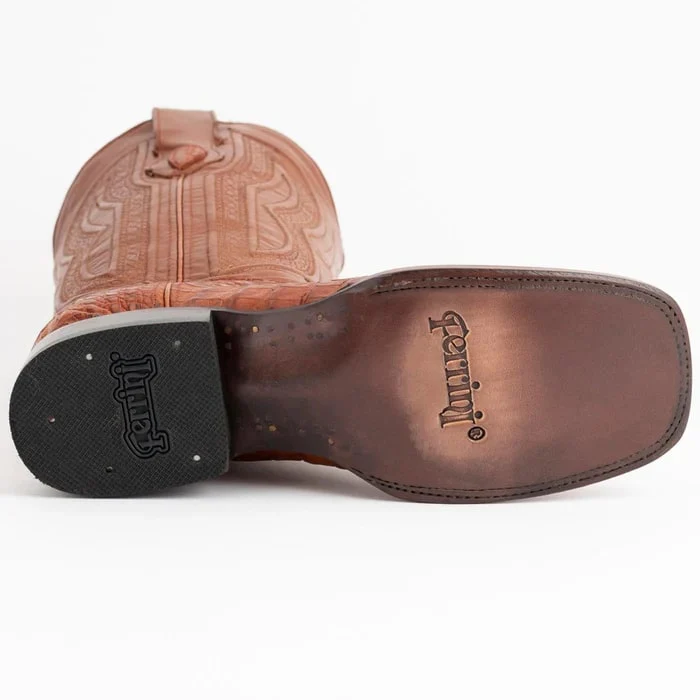 Ferinni Boot - Mens Dress Cowboy Boot  - Ferrini Men's Dakota Hornback Caiman Boots - Square Toe Handcrafted Cognac in Cognac - Image 3