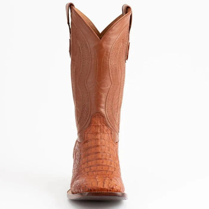 Ferinni Boot - Mens Dress Cowboy Boot  - Ferrini Men's Dakota Hornback Caiman Boots - Square Toe Handcrafted Cognac in Cognac - Image 4