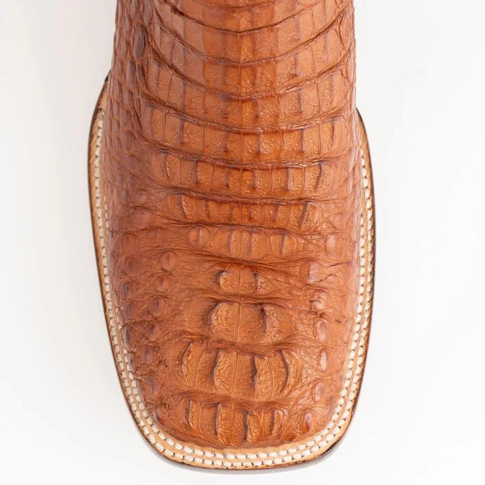 Ferinni Boot - Mens Dress Cowboy Boot  - Ferrini Men's Dakota Hornback Caiman Boots - Square Toe Handcrafted Cognac in Cognac - Image 5