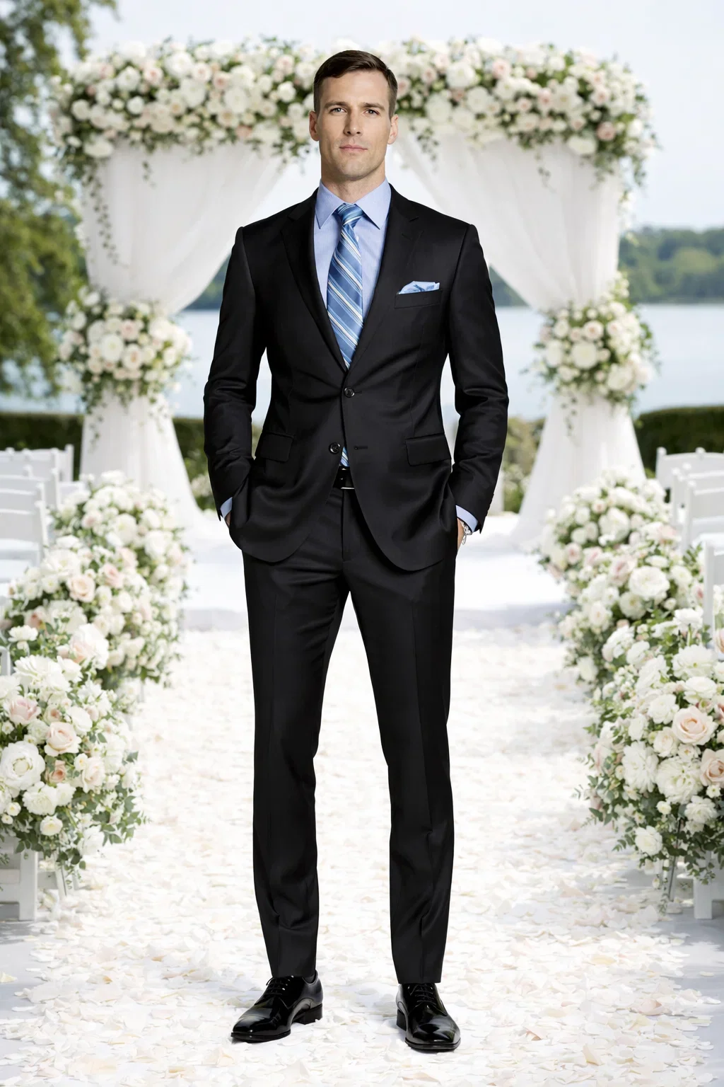 Giorgio Fiorelli Black and French Blue Two-Button Suit - Image 7