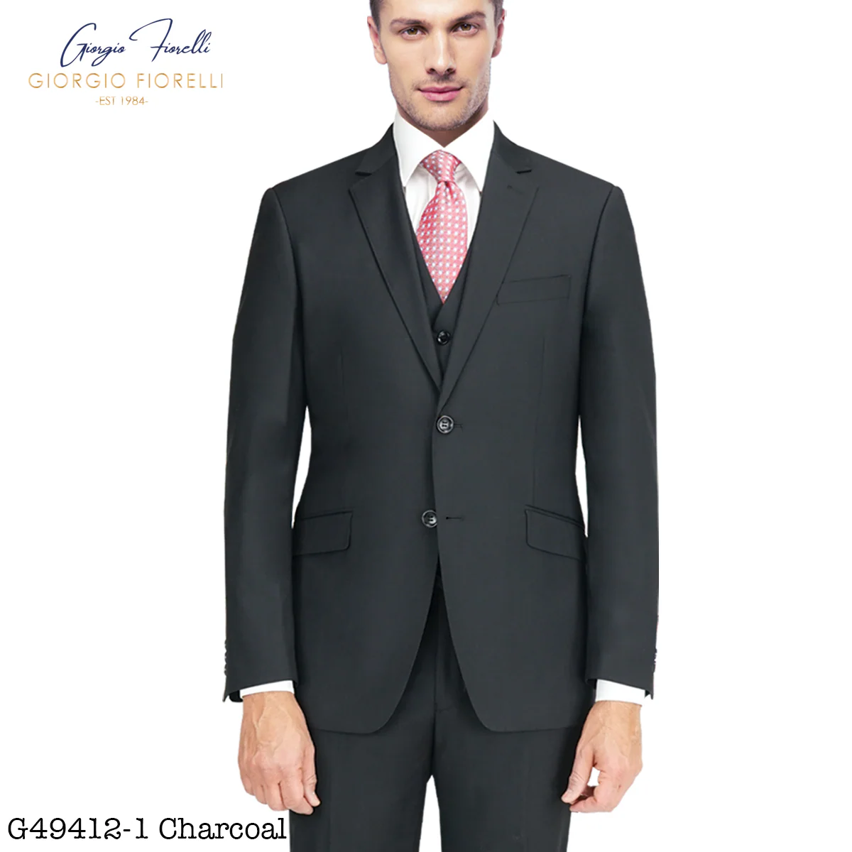 Giorgio Fiorelli Charcoal, Gray, and Light Gray Two-Button Suit - Image 10