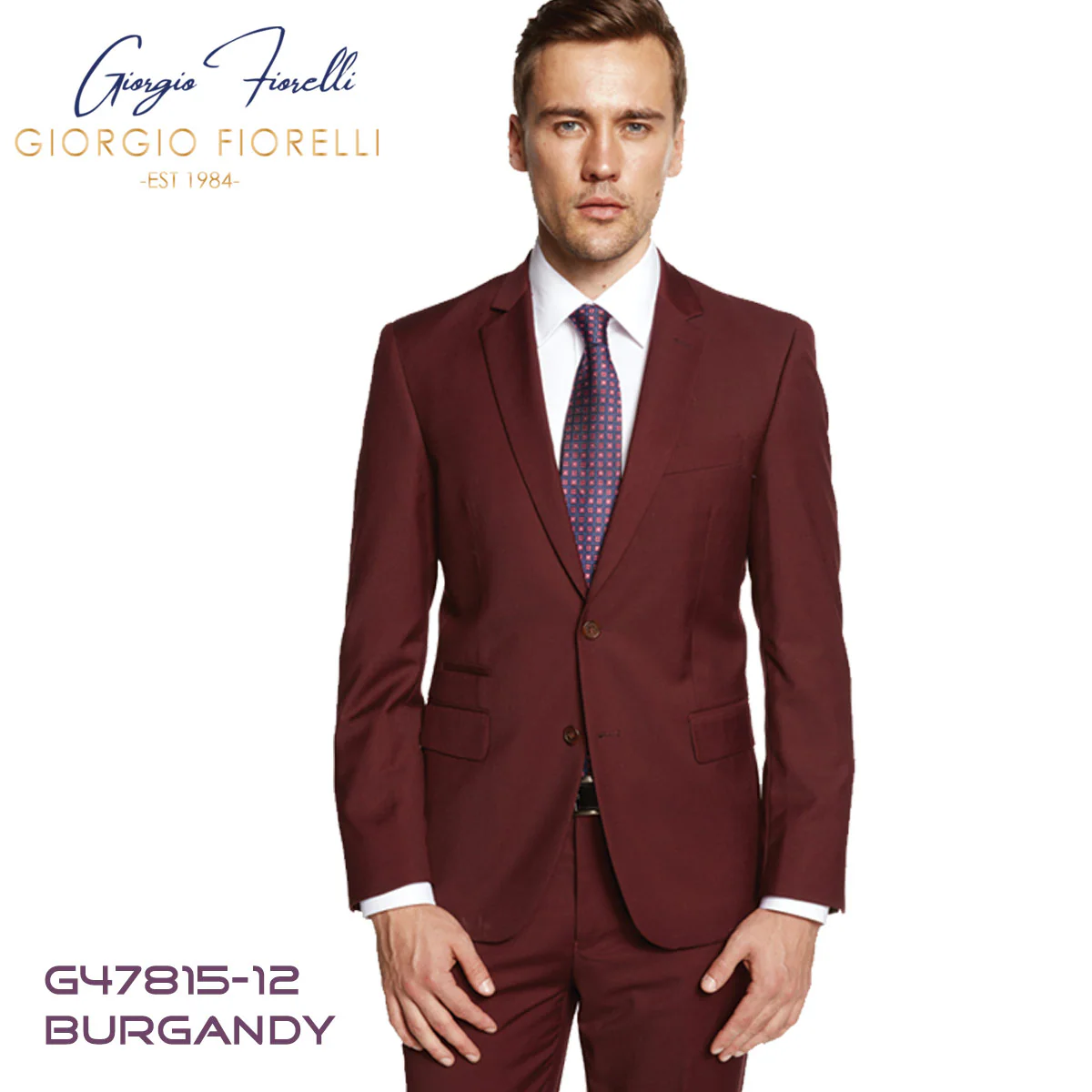 Giorgio Fiorelli Two-Button Suit in Burgundy, Camel, Beige - Image 10