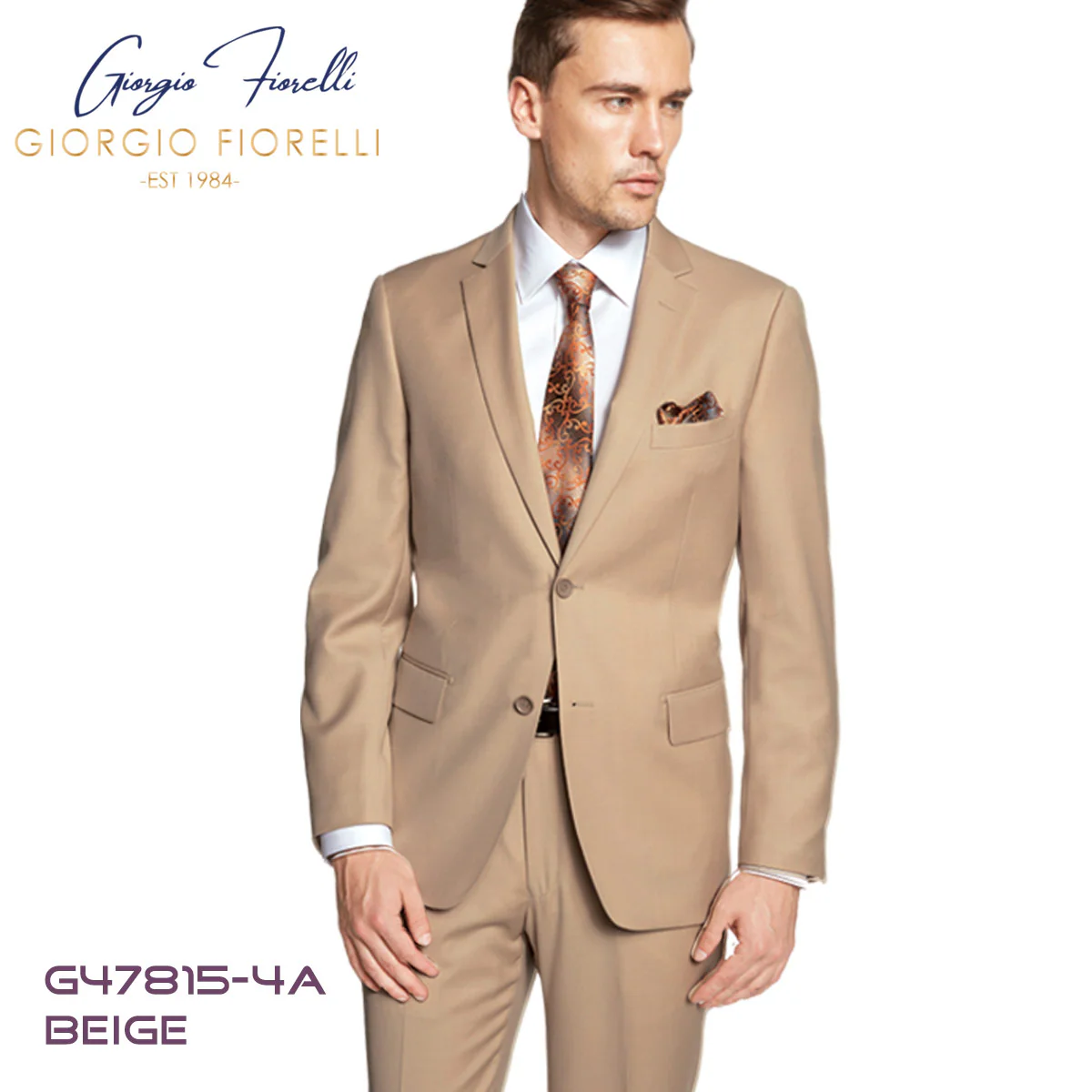 Giorgio Fiorelli Two-Button Suit in Burgundy, Camel, Beige - Image 11