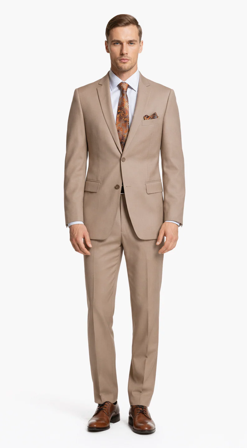 Giorgio Fiorelli Two-Button Suit in Burgundy, Camel, Beige - Image 3