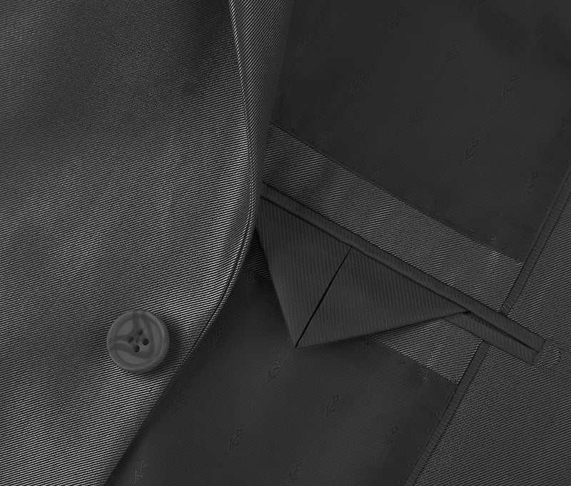 Black Regular Fit Sharkskin Italian Styled 2 Piece Suit - Image 4