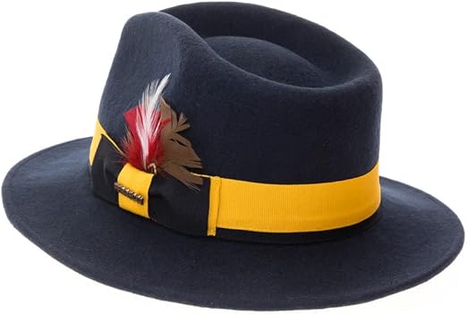 Grayson Fedora Crushable 100% Australian Wool Traveler Two Tone Navy Hat - Image 3