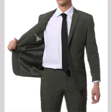 Green Fit Suit -" Many Styles & Brands $99UP" Extra Fit Suit Mens Olive Green Glen Plaid Suit Extra Fitted Pants - Image 3