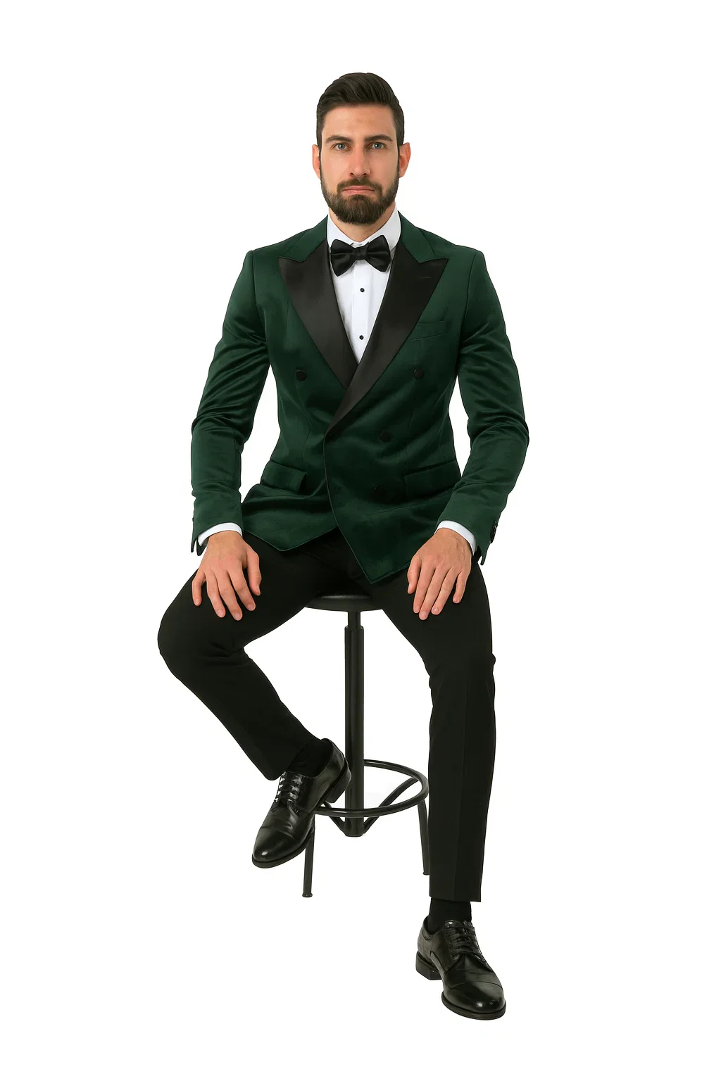 Green Velvet Double Breasted Tuxedo Jacket – Wedding & Prom - Image 4