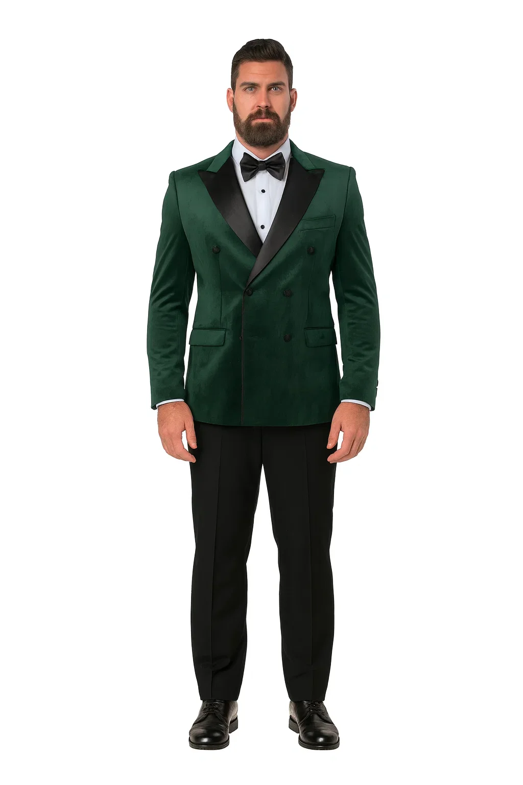 Green Velvet Double Breasted Tuxedo Jacket – Wedding & Prom - Image 5