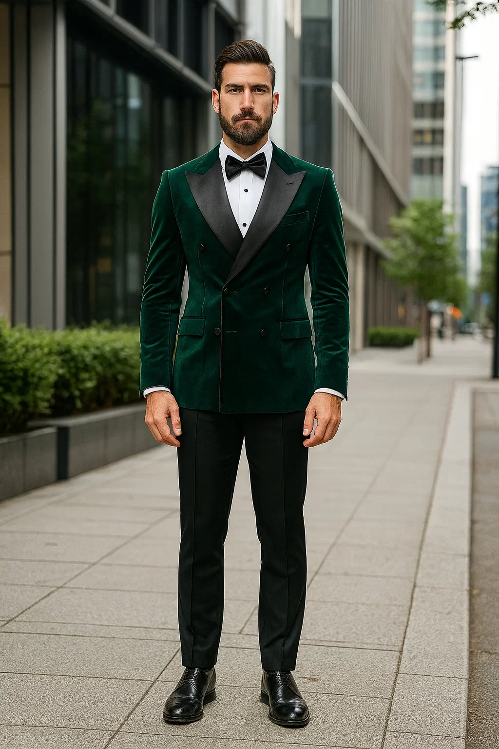 Green Velvet Double Breasted Tuxedo Jacket – Wedding & Prom - Image 6
