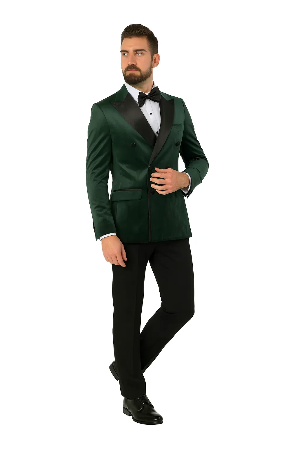 Green Velvet Double Breasted Tuxedo Jacket – Wedding & Prom - Image 8