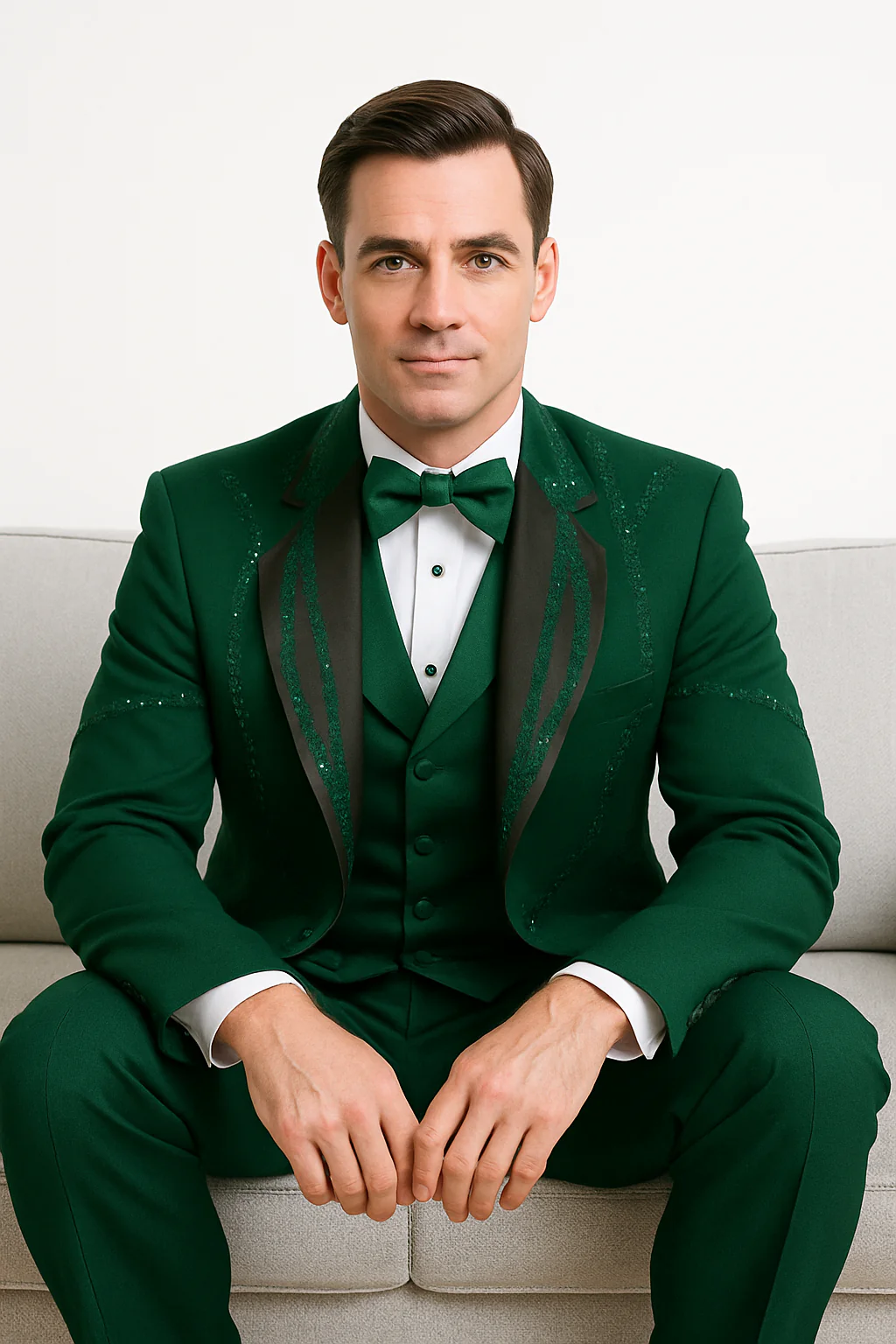 Hunter Green Italian Wool 3-Piece Modern Fit Tuxedo - Image 2