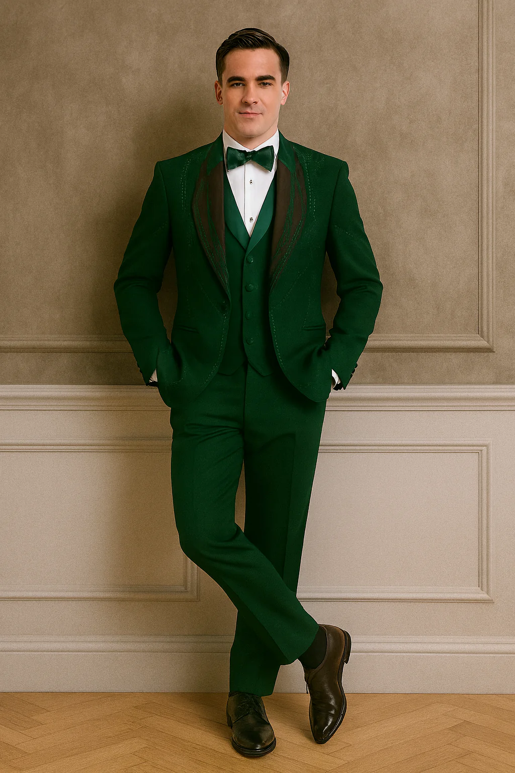 Hunter Green Italian Wool 3-Piece Modern Fit Tuxedo - Image 3