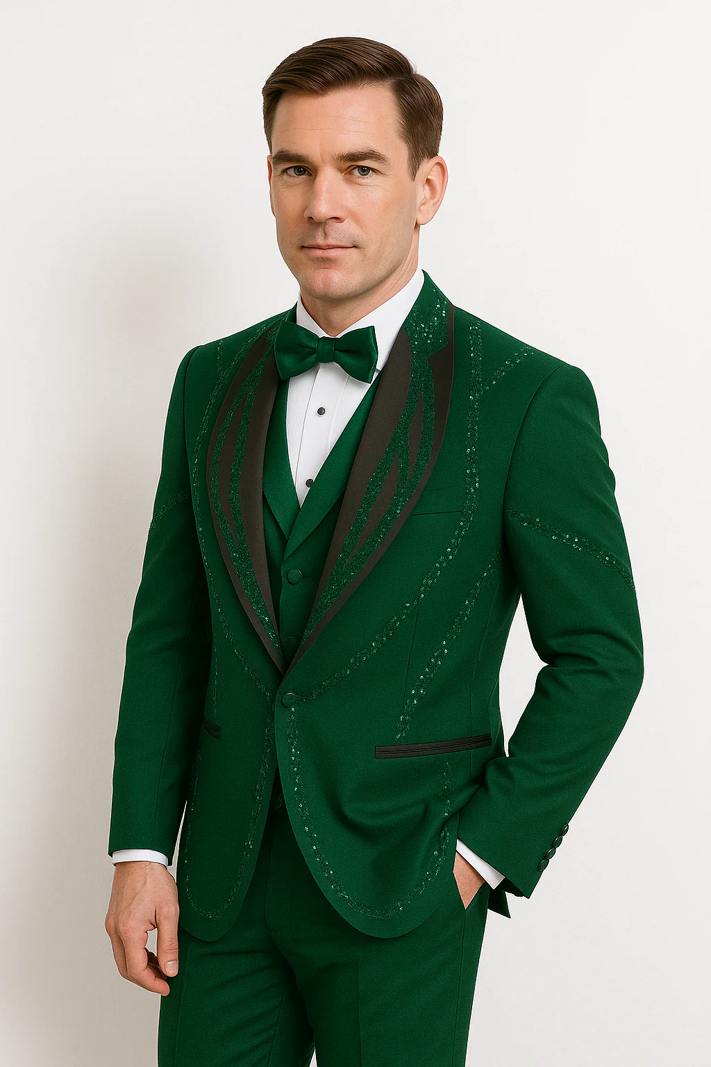 Hunter Green Italian Wool 3-Piece Modern Fit Tuxedo - Image 5