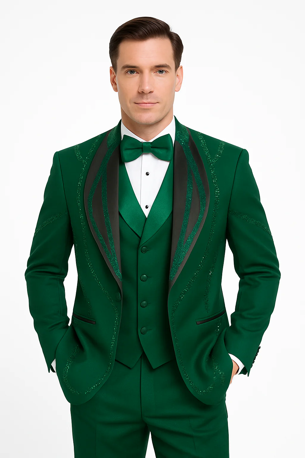 Hunter Green Italian Wool 3-Piece Modern Fit Tuxedo - Image 7