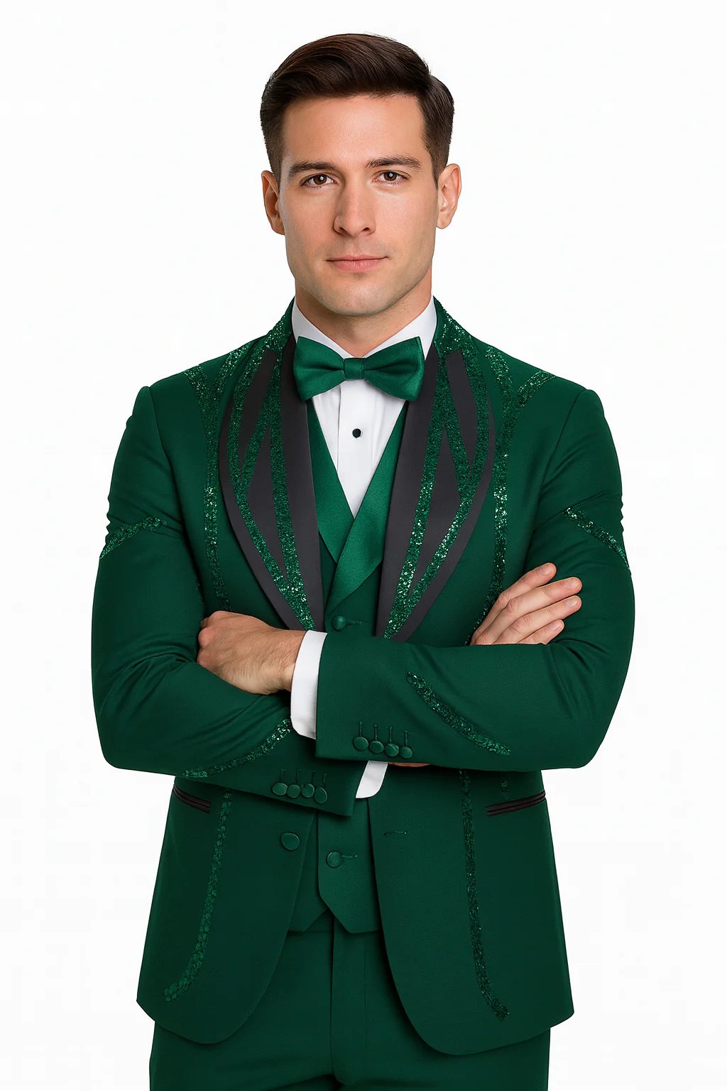 Hunter Green Italian Wool 3-Piece Modern Fit Tuxedo - Image 8