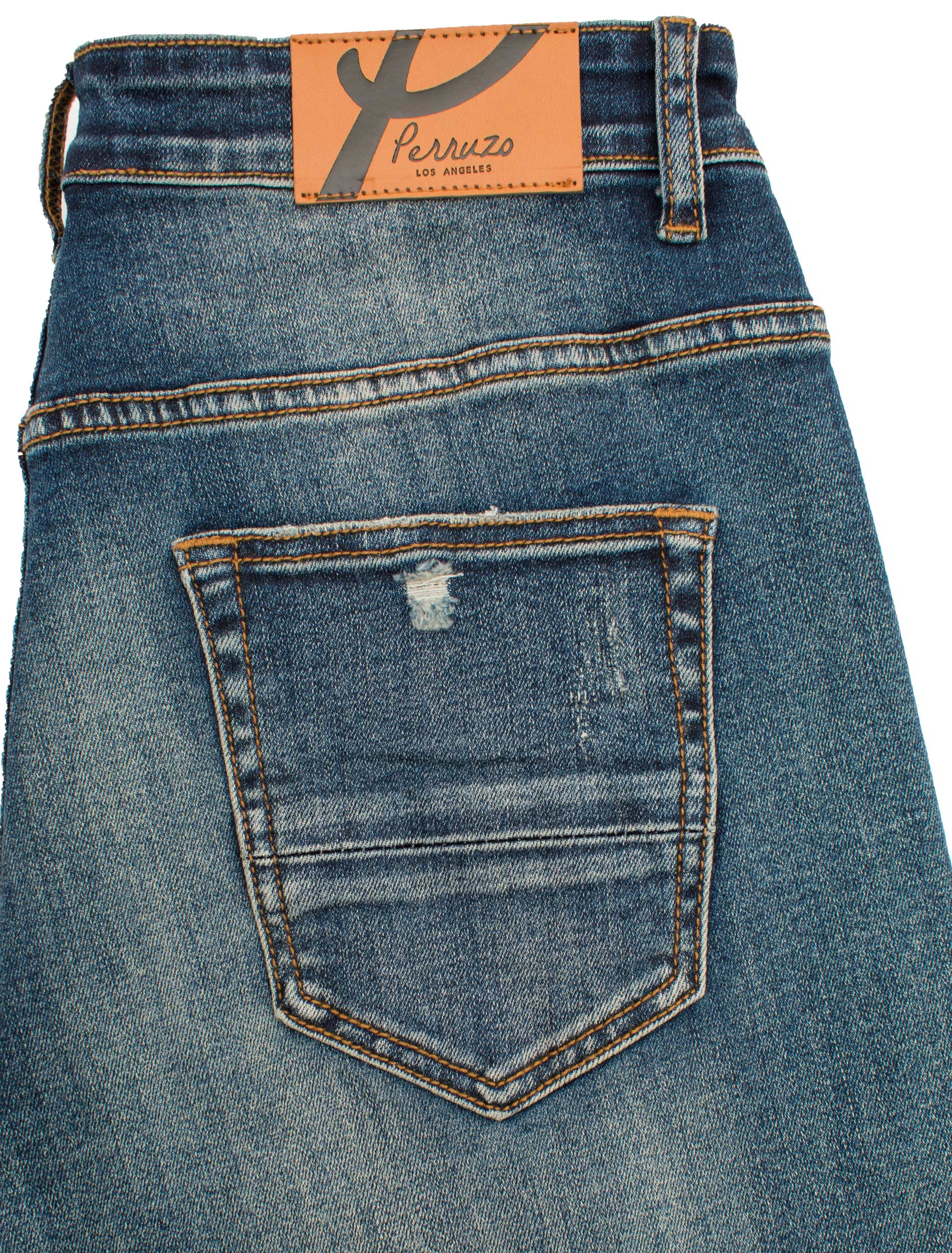 PX Indigo denim , quilted red patches - Image 3