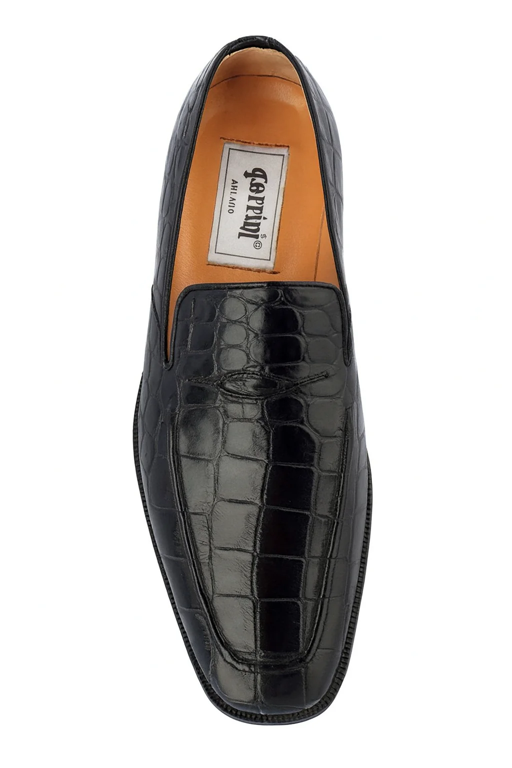 Italian Crocodile Skin Shoes By Ferrini Mens Black Unique Loafers - Image 2
