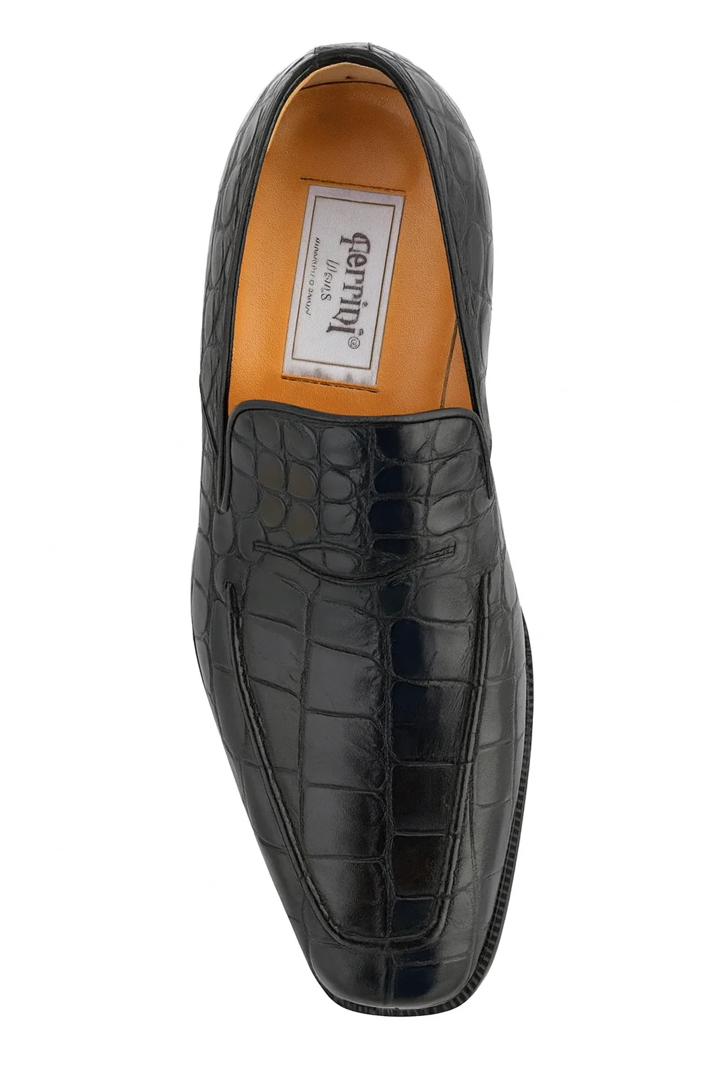 Italian Crocodile Skin Shoes By Ferrini Mens Black Unique Loafers - Image 4