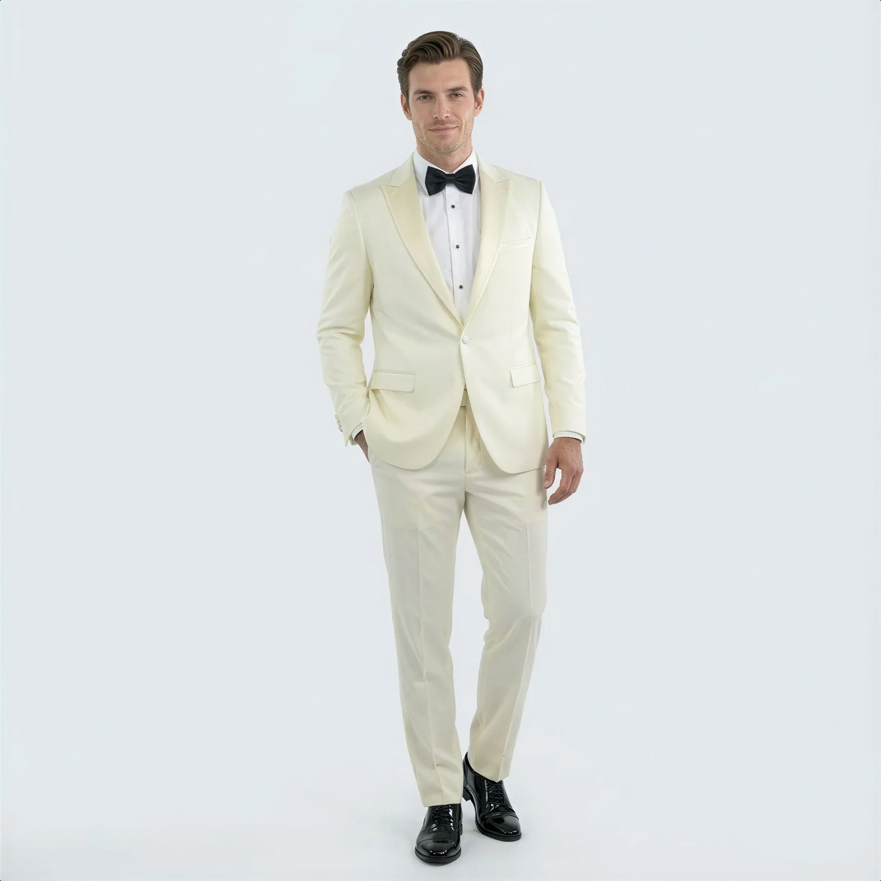 Ivory Slim Fit Tuxedo for Men with Peak Lapel – Wedding & Prom Suit - Image 10