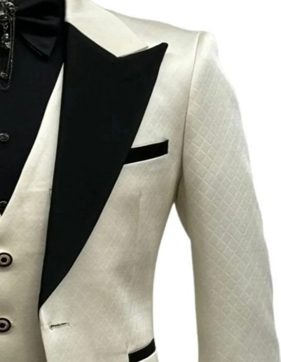 Ivory Wedding Suit - Cream Tuxedo Suit Slim Fit - Ivory Dinner Jacket Plus Pants - Image 3