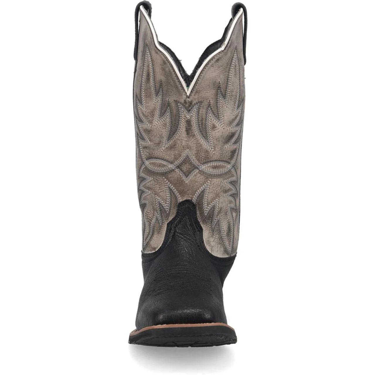 Laredo Isaac Black and Grey Leather Square Toe Shaft Boots for Men - Image 3