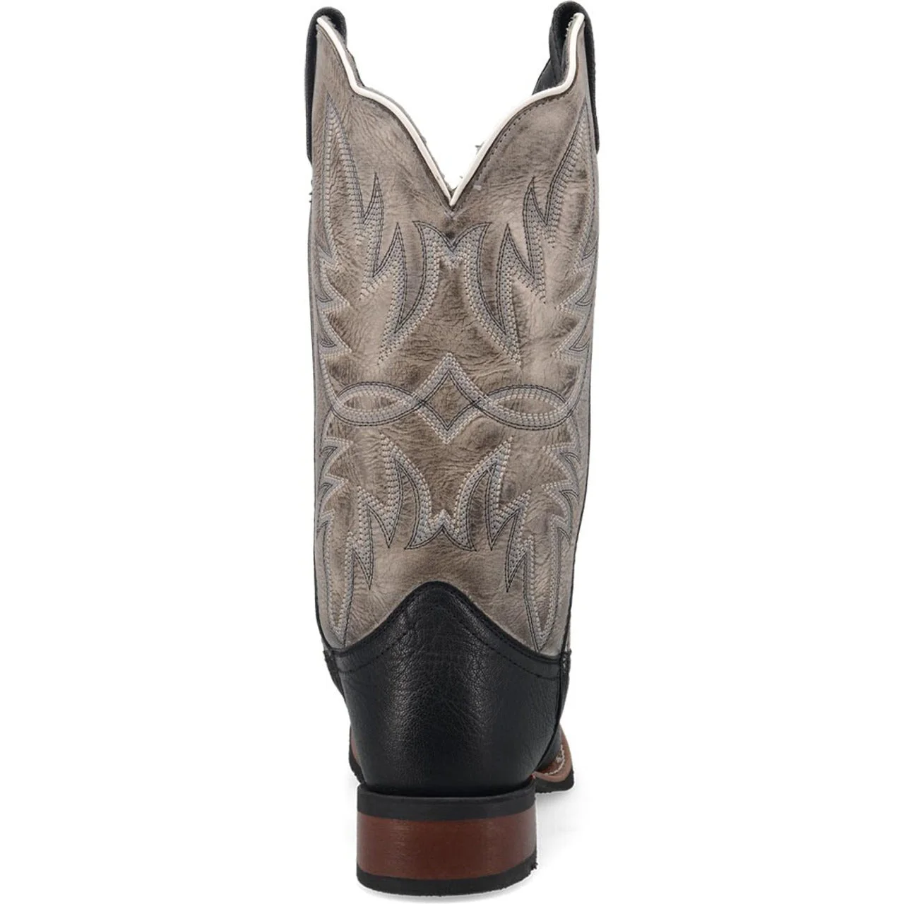 Laredo Isaac Black and Grey Leather Square Toe Shaft Boots for Men - Image 4