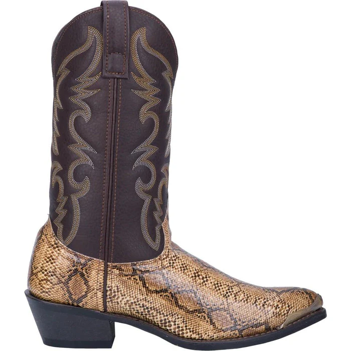Laredo Men's Monty Snake Print Leather J-Toe Boots - Tan - Image 5