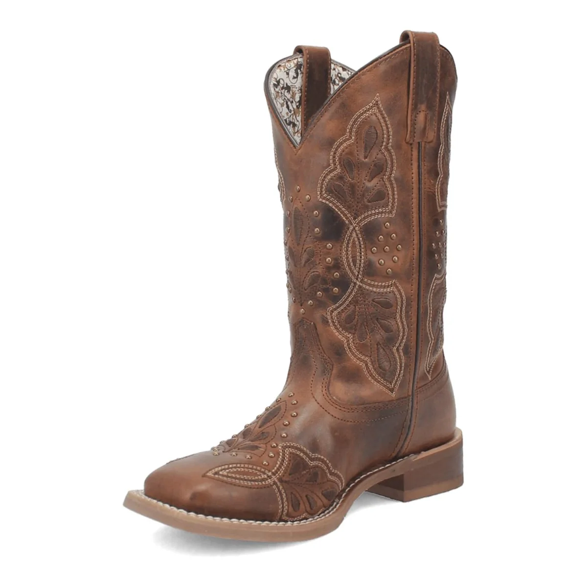 Laredo Women's Dionne Broad Square Toe Leather Boots - Brown 5972 - Image 9