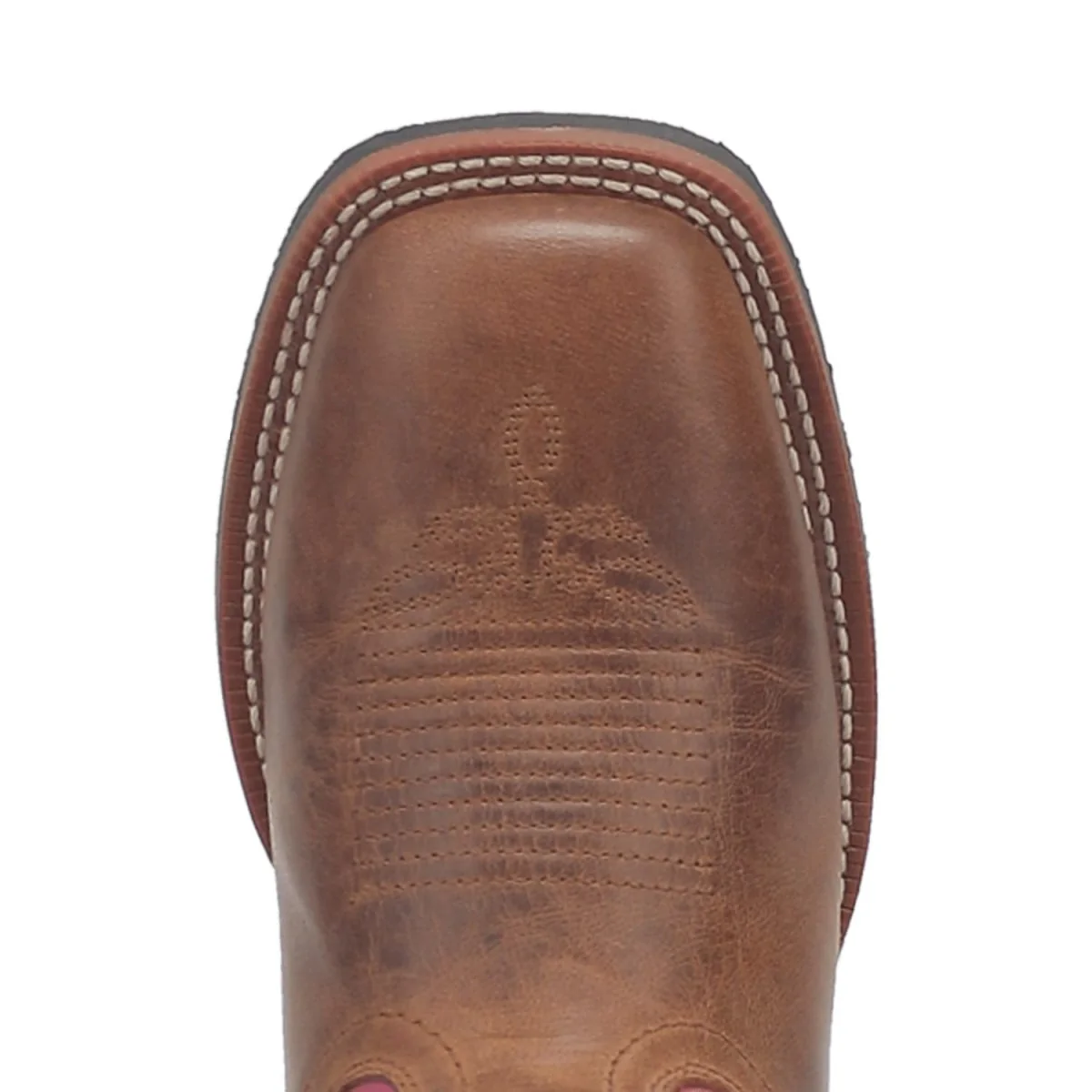 Laredo Women's Faye Broad Square Toe Leather Boots - Brown / Pink 3117 - Image 7