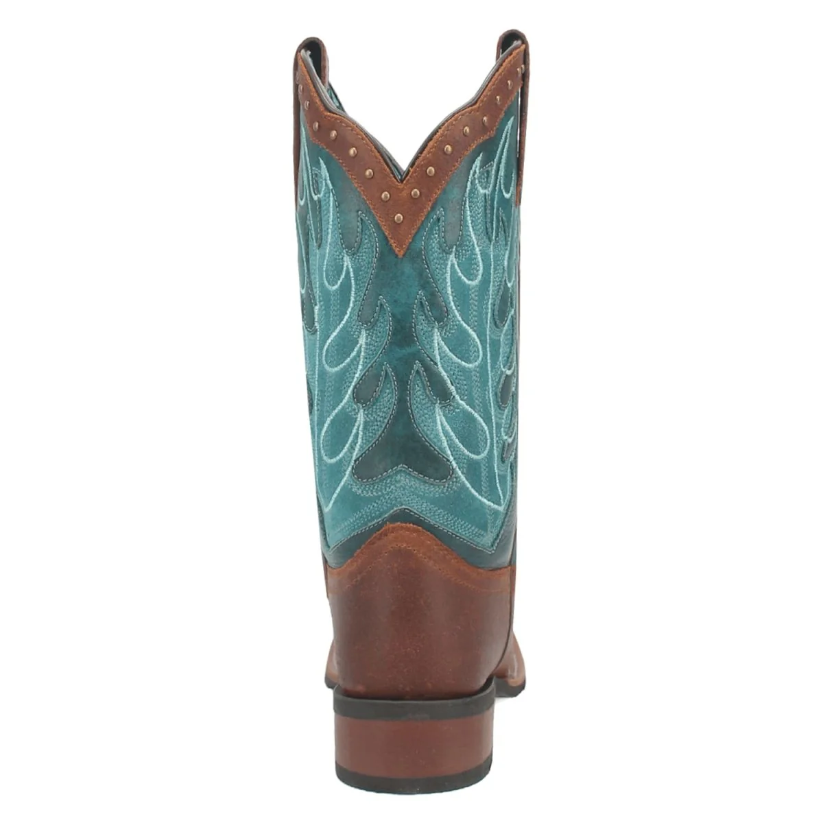 Laredo Women's Faye Broad Square Toe Leather Boots - Brown / Turquoise 3116 - Image 5