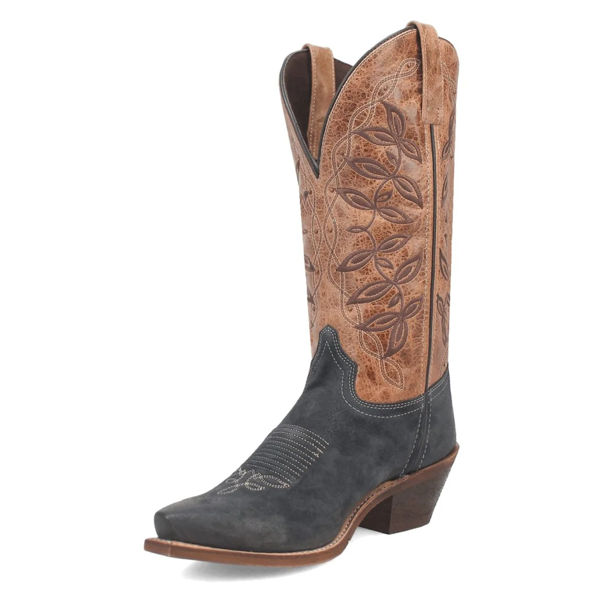 Laredo Women's Kama Snip Toe Leather Boots - Navy/Tan 20009 - Image 8