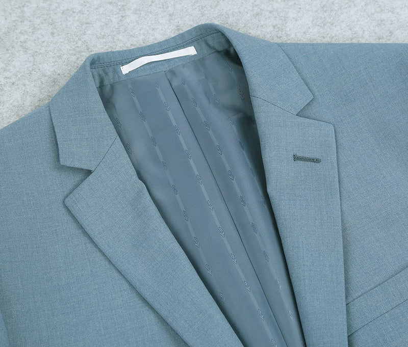 Light Blue 2 Piece Suit Notch Lapel Slim Fit - Image 2