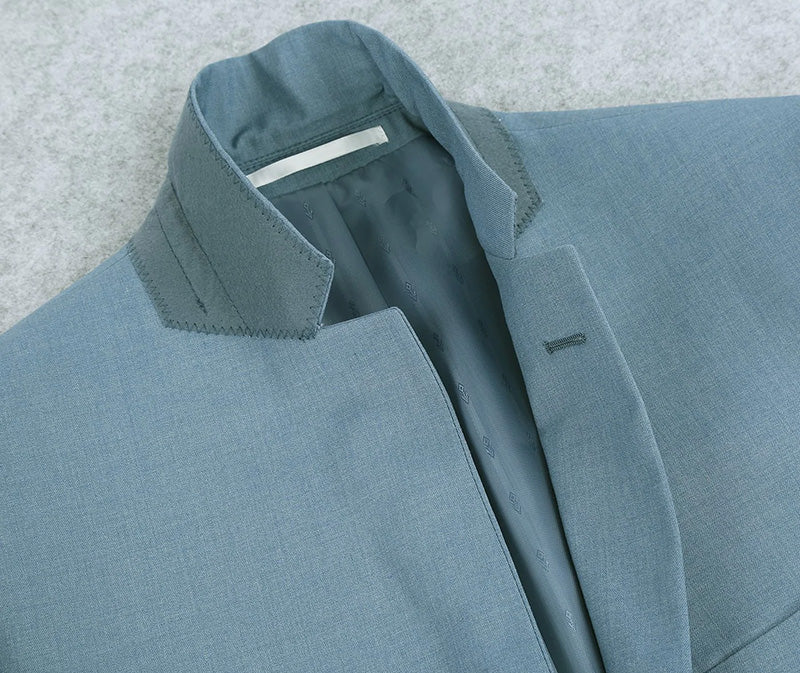 Light Blue 2 Piece Suit Notch Lapel Slim Fit - Image 3