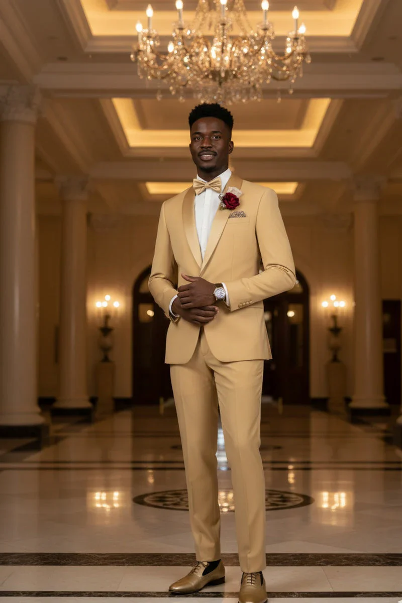 Light Gold Shawl Lapel Tuxedo by Spectrum – Elegant 3-Piece Formal Wear - Image 8