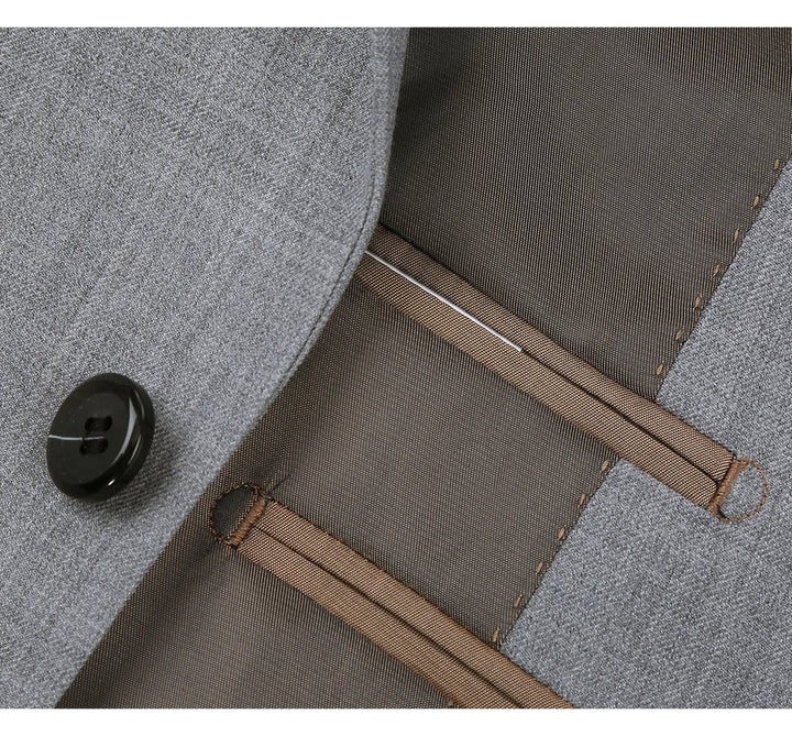 Light Grey Suit - Silver Gray Suit For Wedding - Mens Basic Two Button Slim Fit Light Grey Optional Vest Wool Suit - Image 6