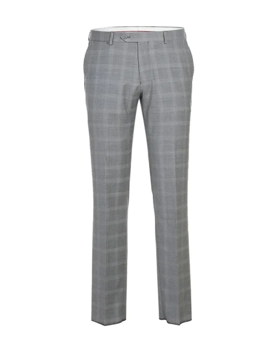 Light Grey Suit - Silver Gray Suit For Wedding - Mens Designer Two Button Slim fit Light Grey Windowpane Suit - Image 2