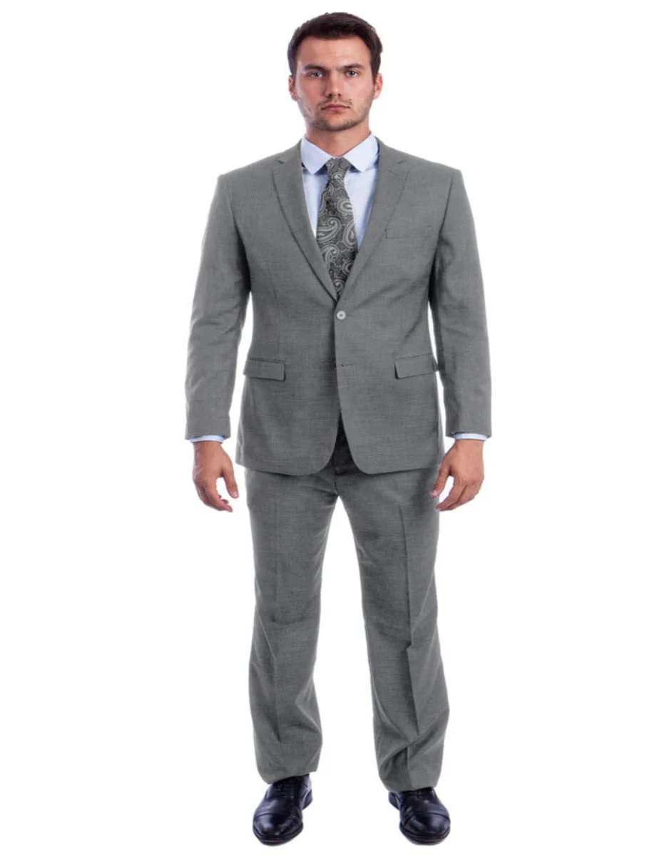 Light Grey Suit - Silver Gray Suit For Wedding - Men's Two Button Modern Fit Linen Light Grey Summer Suit - Image 2