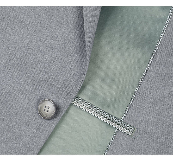 Light Grey Suit - Silver Gray Suit For Wedding - Mens Two Button Slim Fit Hack Light Grey Pocket Suit - Image 3
