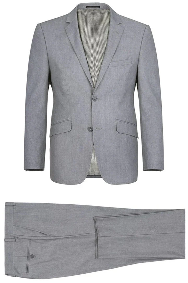 Light Grey Suit - Silver Gray Suit For Wedding - Mens Two Button Slim Fit Hack Light Grey Pocket Suit - Image 7