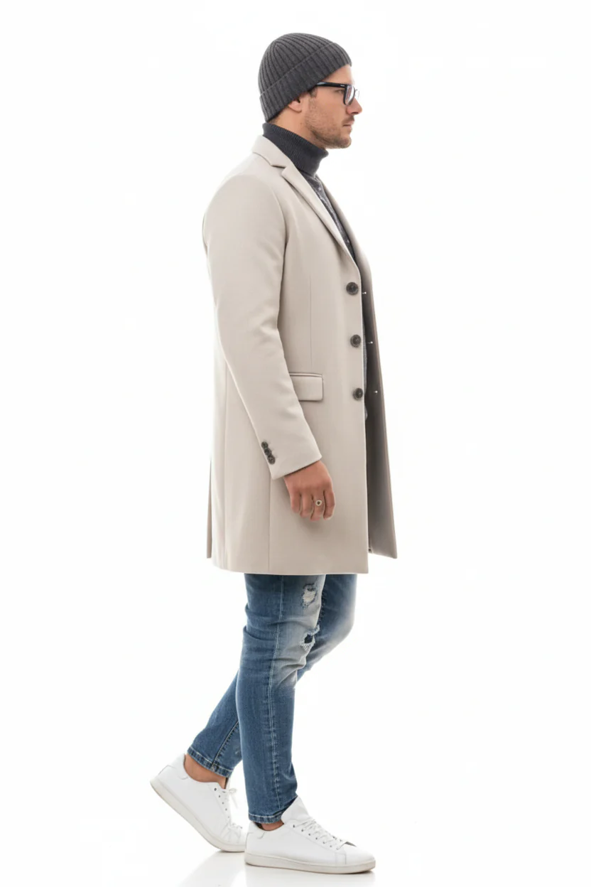 Light Tan Overcoat - Beige Sand Color Light Wool Carcoat - Image 10