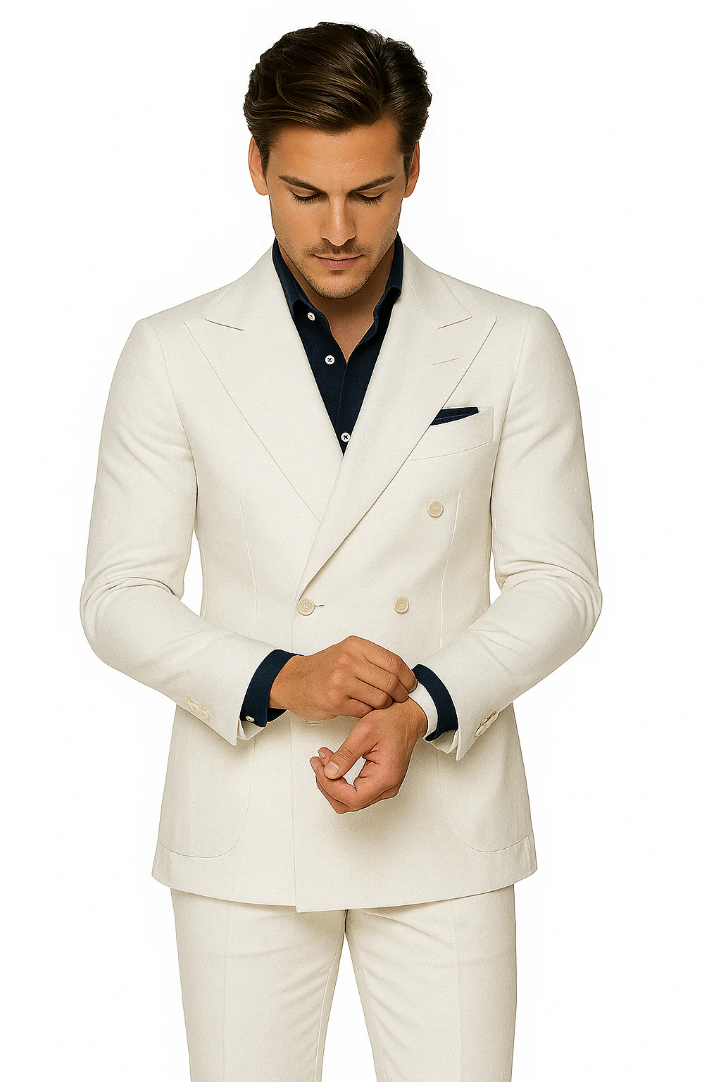 Linen Suit - Mens Summer Suits in White - Beach  Wedding 4 Button - Image 6