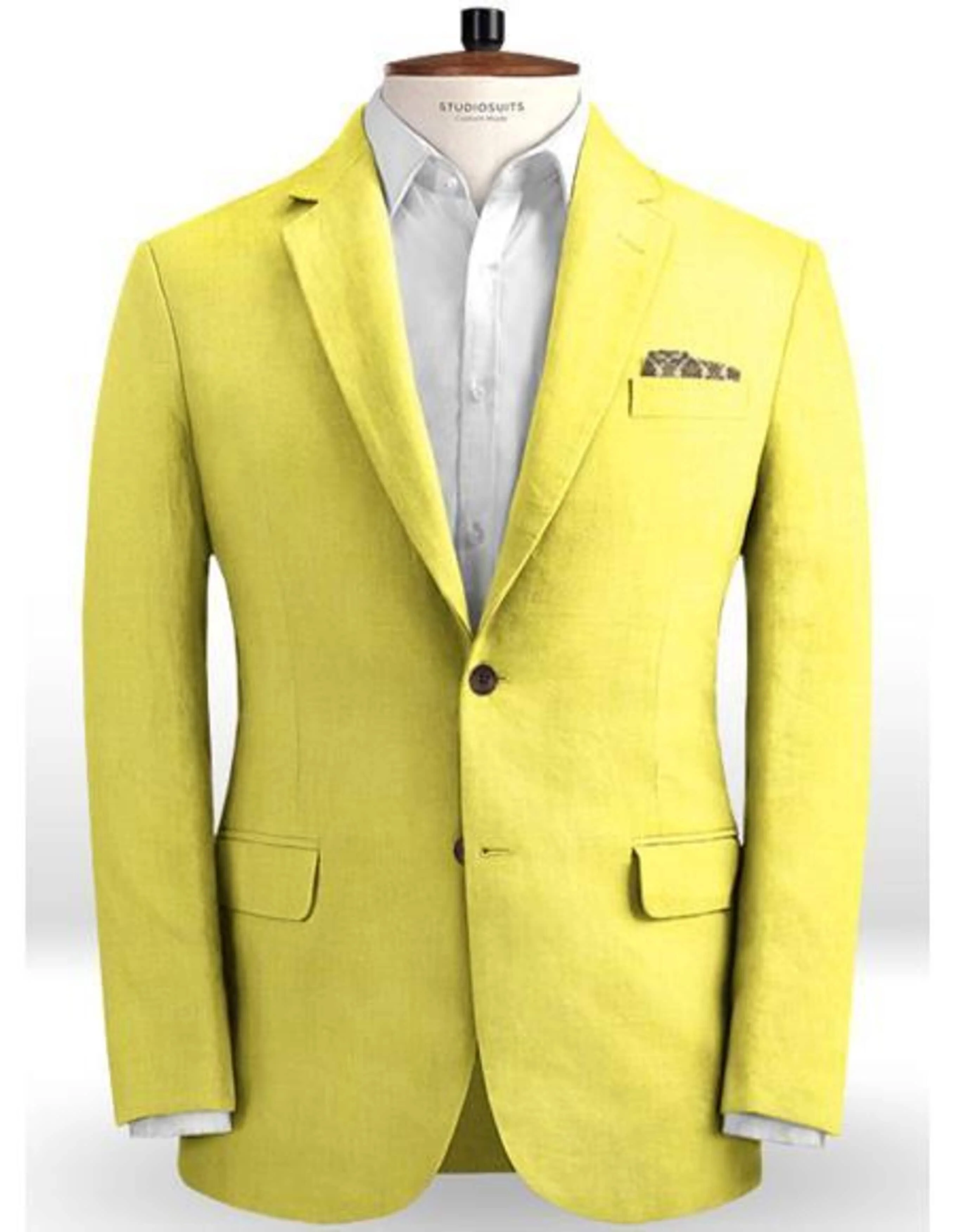 Linen Suit - Mens Summer Suits Safari Yellow Color - Beach Wedding - Image 2
