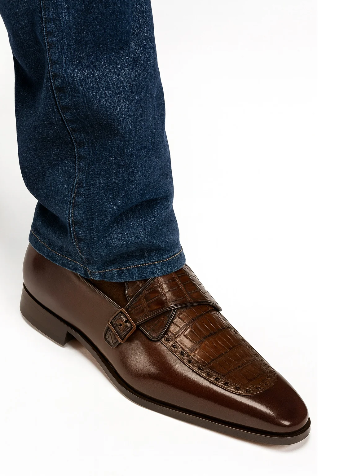 Lombardy Caiman Belly & Calfskin Monkstrap Dress Shoe - Image 8