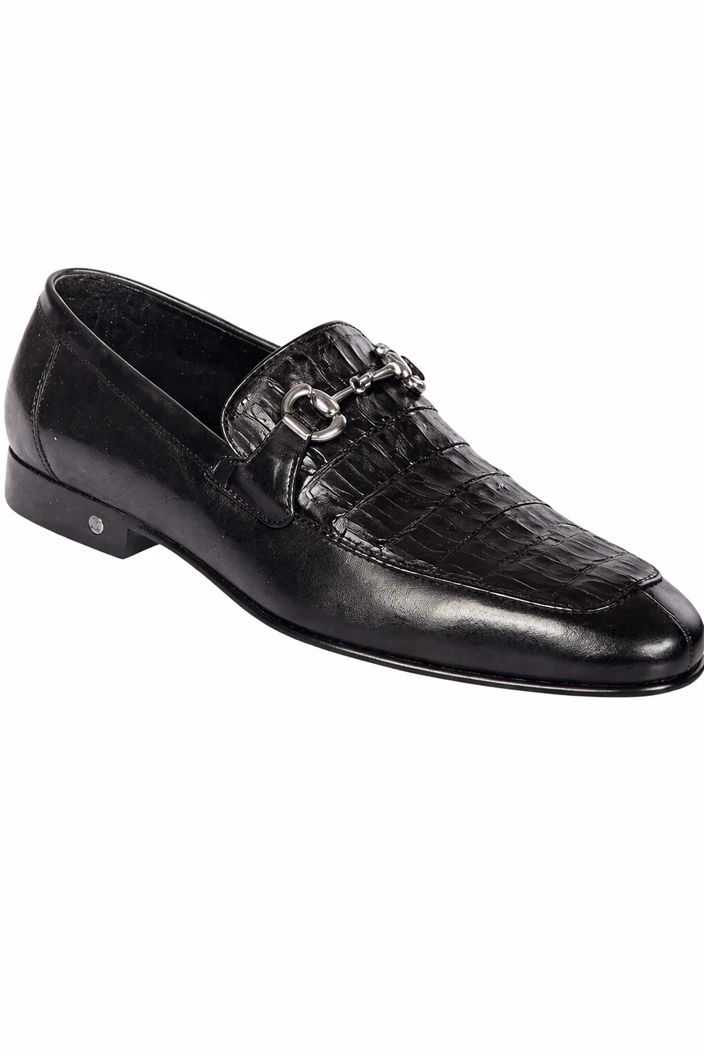 Lombardy Men's Crocodile Calfskin Bit Almond Toe Loafers - Image 2