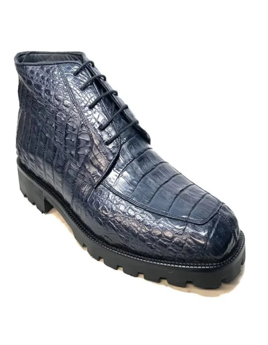 Los Altos All-Over Crocodile Lace Up Ankle Boots - Image 3