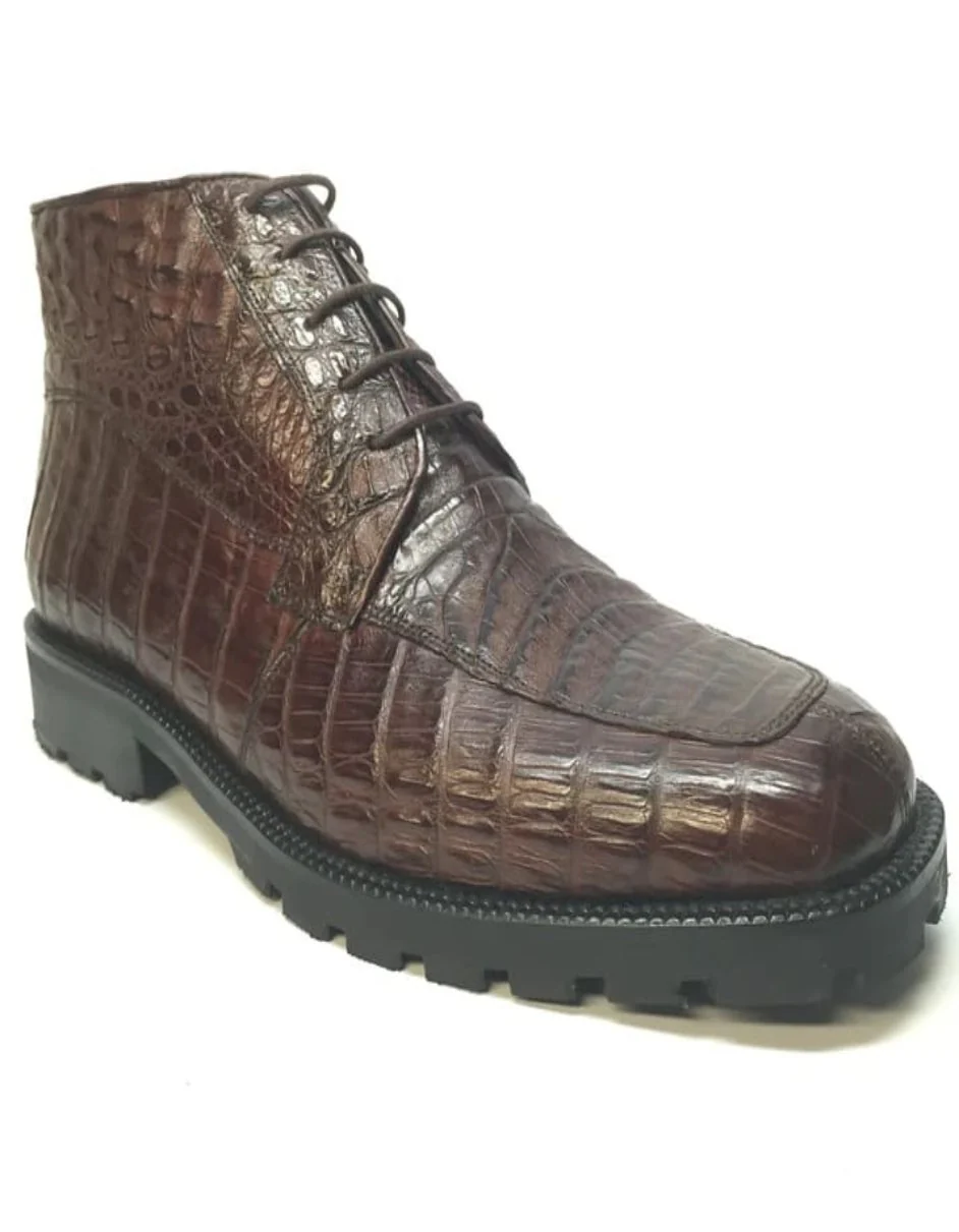 Los Altos All-Over Crocodile Lace Up Ankle Boots - Image 7