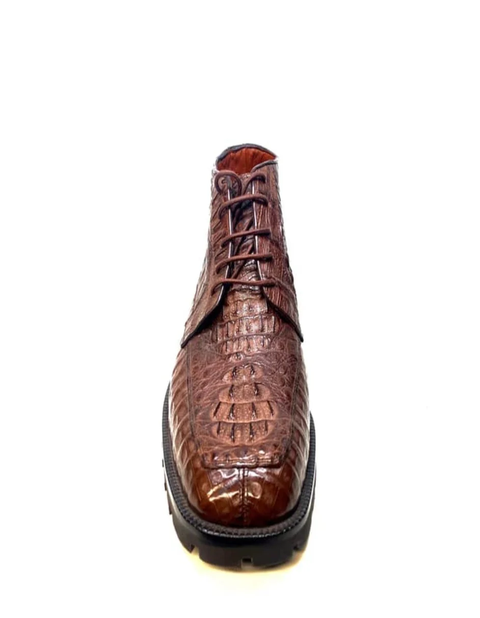 Los Altos All-Over Crocodile Lace Up Ankle Boots - Image 4