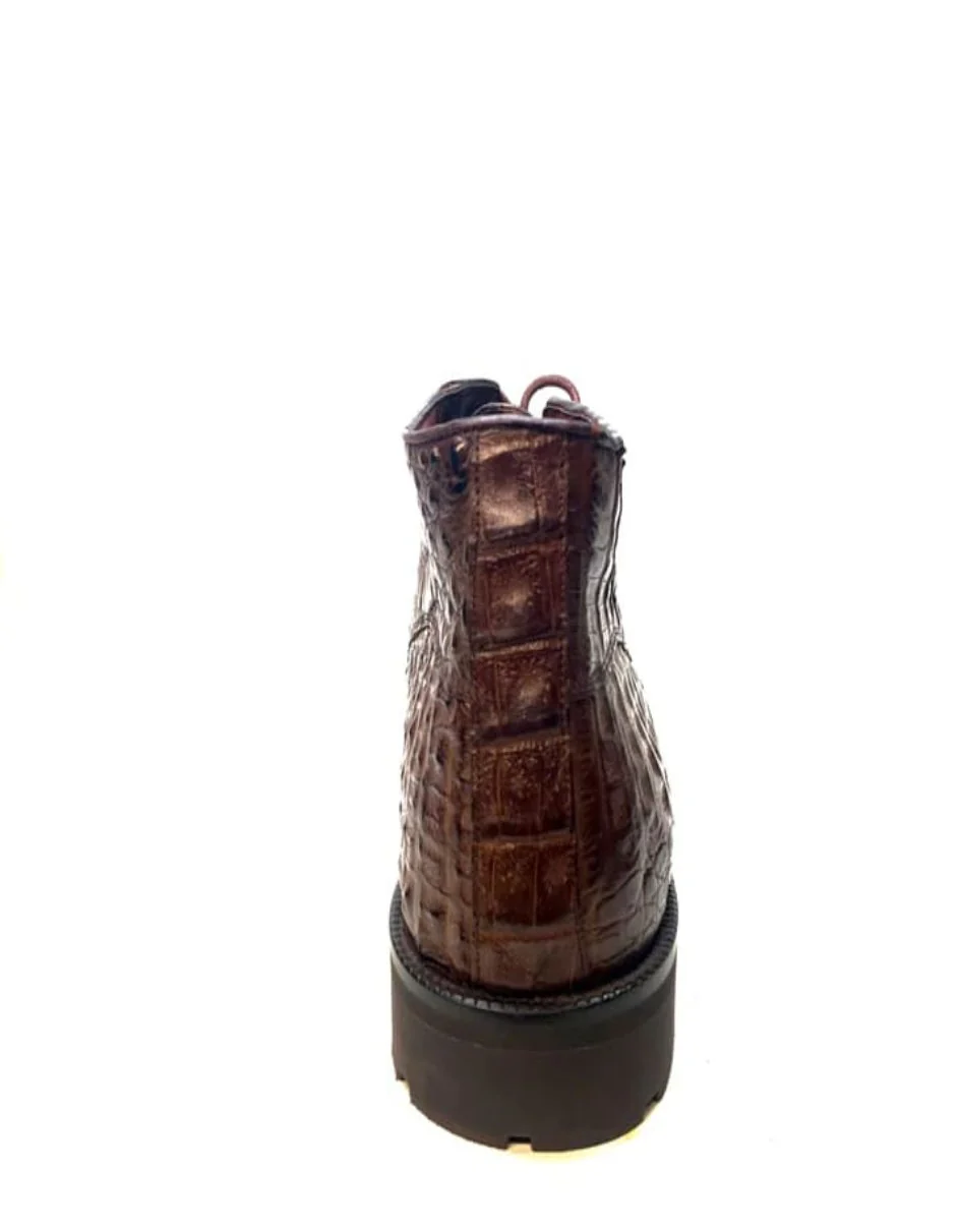 Los Altos All-Over Crocodile Lace Up Ankle Boots - Image 5